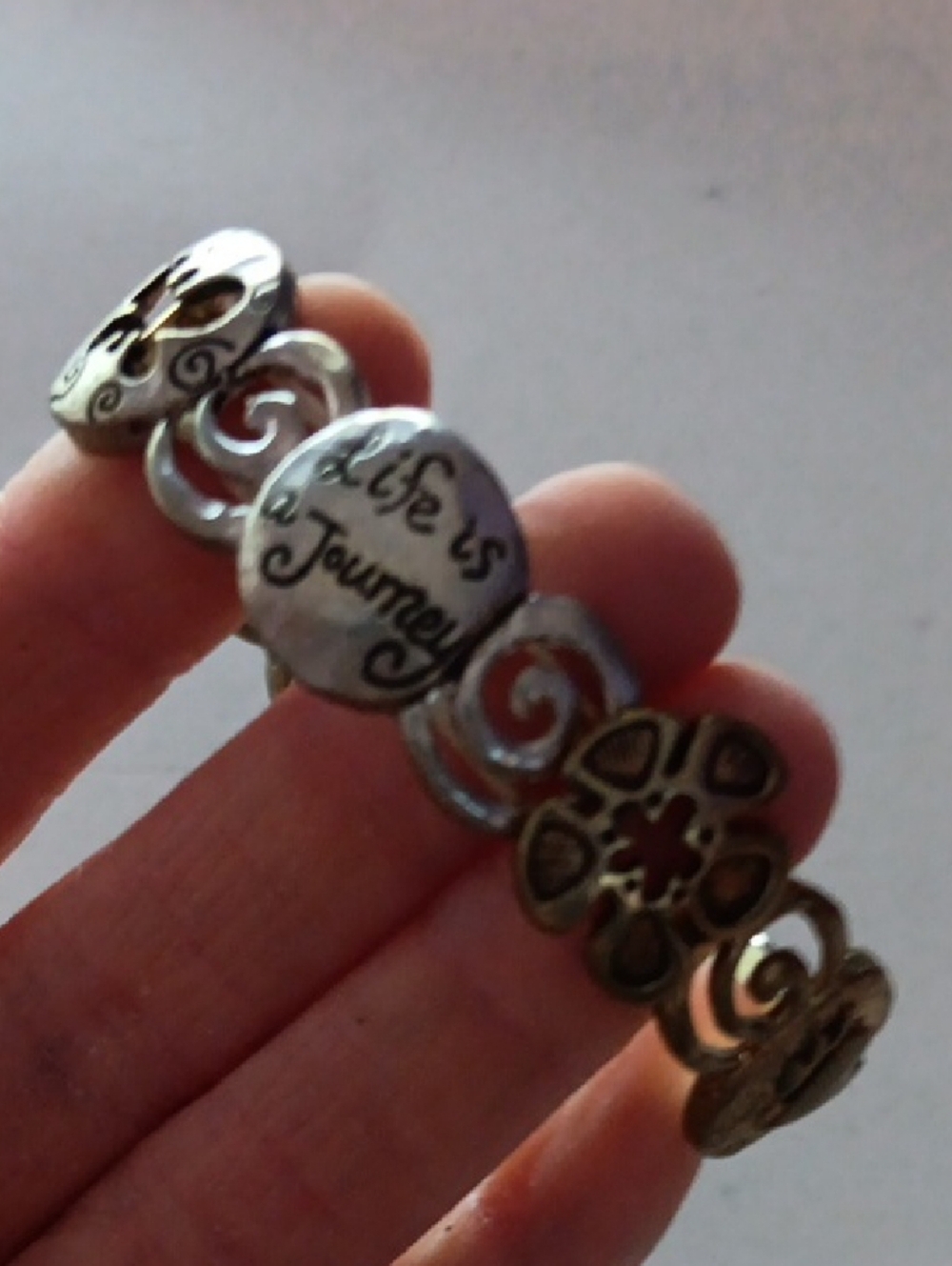 Inspirational Silver & Gold-Tone 'Life Is A Journey' Linked Bracelet New!